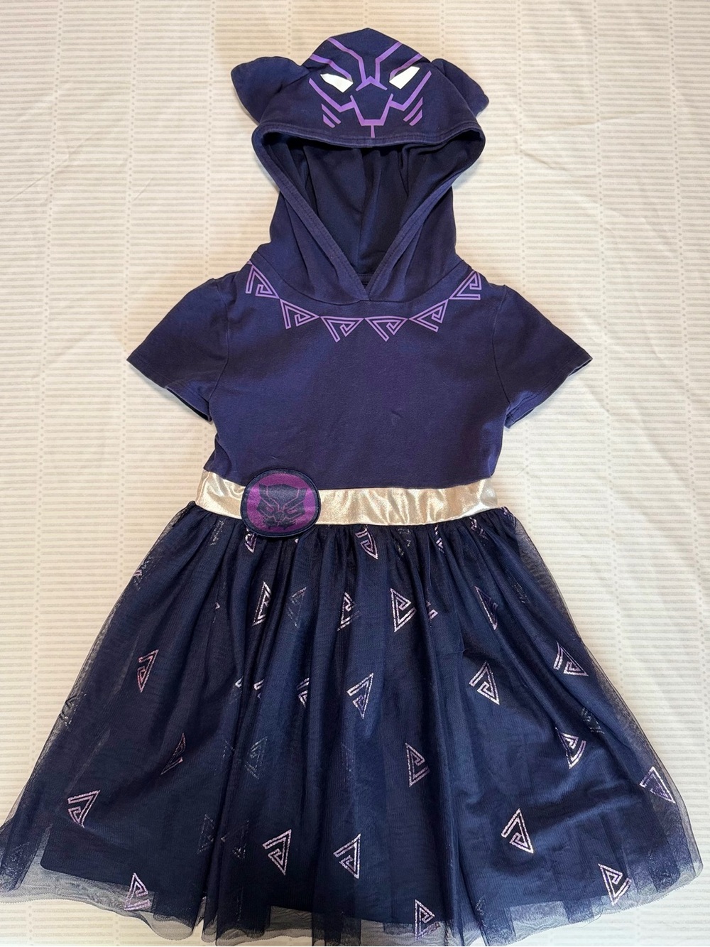 Kids marvel Purple black Panther Hooded Tulle Dress size small